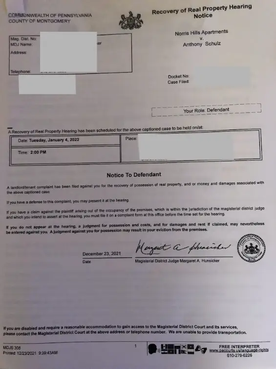 2021 — Eviction notice. All in.